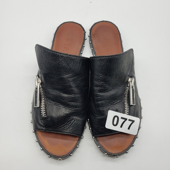 1. State Cadwyn women US 6 black leather silver studded zipped upper slides - Picture 10 of 11
